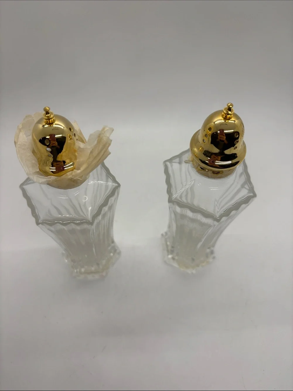 Mikasa Diamond Fire Crystal Salt and Pepper Shakers NWOB